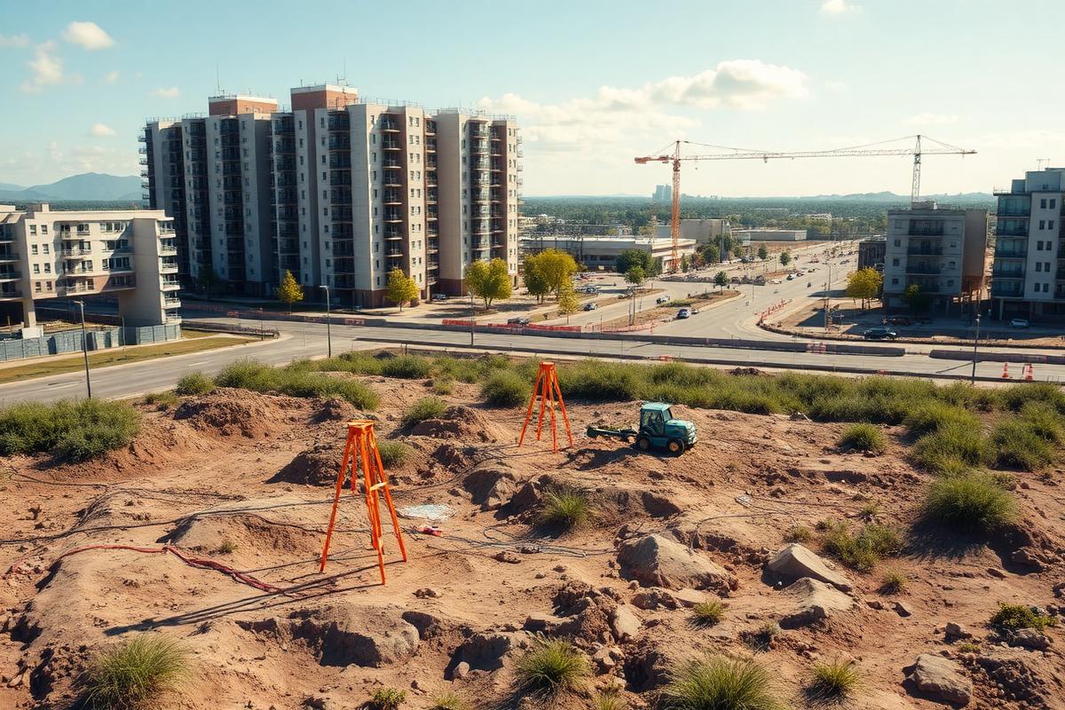 Serviço de topografia em terreno urbano